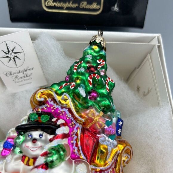 Christopher Radko Ornament‎ with Box Santa Sleigh Glass Trim A Tree-O Glitter - Picture 8 of 14